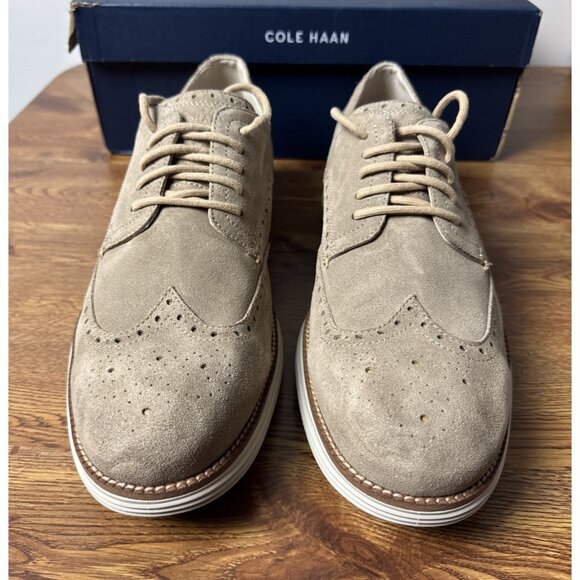 Cole Haan Men\'s Originalgrand Remastered Wingtip Oxford Birch beige Suede Sz 13M main image 6